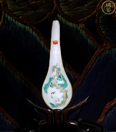 古玩陶瓷松鶴紋湯勺真品鑒賞圖