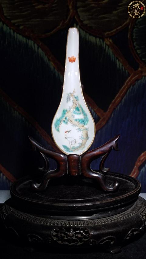 古玩陶瓷松鶴紋湯勺真品鑒賞圖