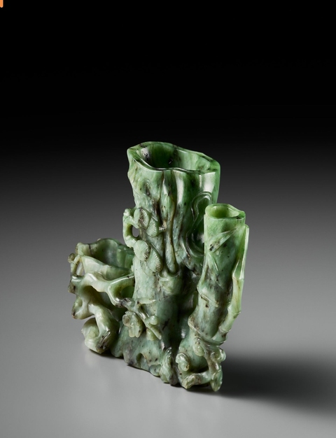 古玩玉器和田玉雕“松竹花插”真品鑒賞圖