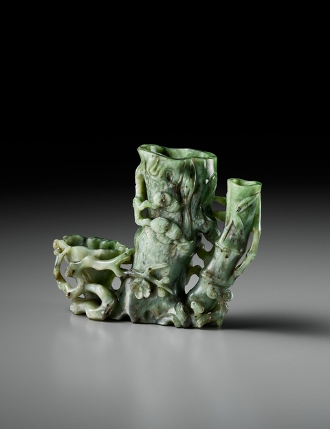 古玩玉器和田玉雕“松竹花插”真品鑒賞圖