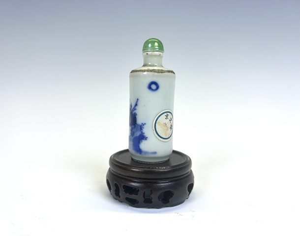 古玩陶瓷清晚期·南極仙翁青花鼻煙壺拍賣，當前價格99元