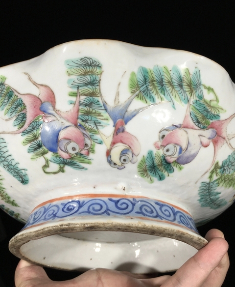 古玩陶瓷金玉滿堂粉彩花口碗真品鑒賞圖