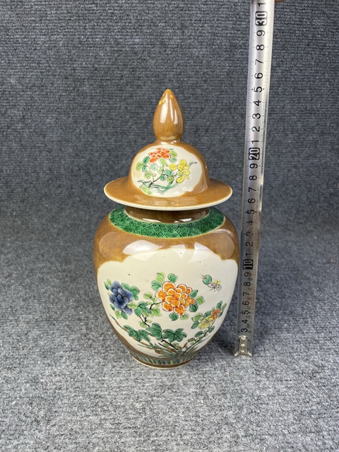 古玩陶瓷紫金釉開窗五彩洞石花鳥紋將軍罐拍賣,當前價格3988元