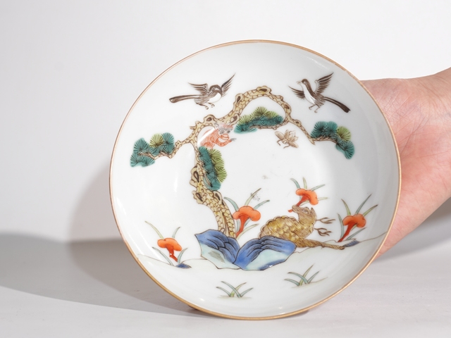 古玩陶瓷清同治·粉彩喜鹿封侯盤真品鑒賞圖