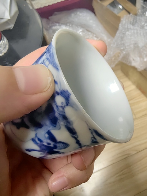 古玩陶瓷青花人物故事紋杯真品鑒賞圖