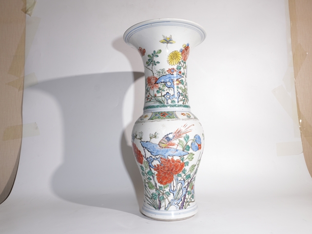 古玩陶瓷清康熙·五彩花鳥鳳尾尊真品鑒賞圖