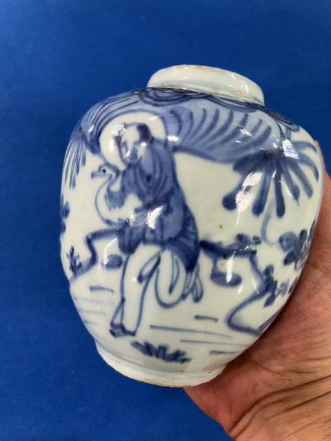 古玩陶瓷青花愛鵝圖蓋罐真品鑒賞圖