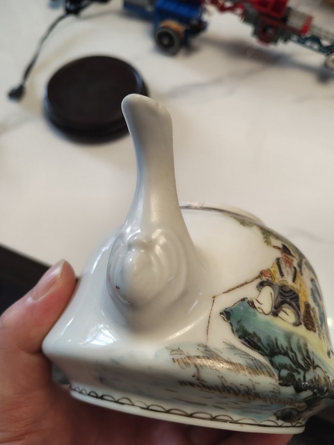 古玩陶瓷粉彩文王訪賢圖茶壺真品鑒賞圖