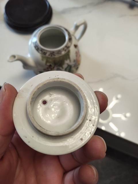 古玩陶瓷粉彩文王訪賢圖茶壺真品鑒賞圖