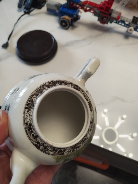 古玩陶瓷粉彩文王訪賢圖茶壺真品鑒賞圖