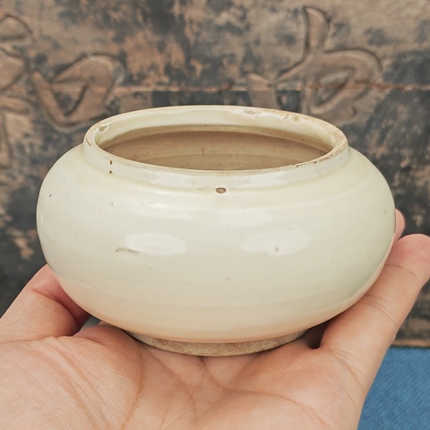 古玩陶瓷磁州窯白釉茶入真品鑒賞圖
