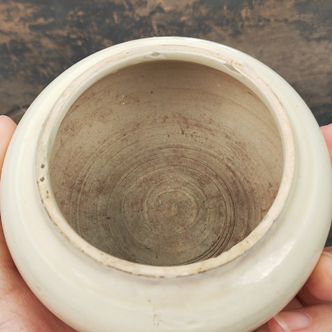 古玩陶瓷磁州窯白釉茶入真品鑒賞圖