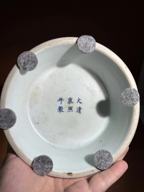 古玩陶瓷晚清青花釉里紅云龍紋花觚真品鑒賞圖