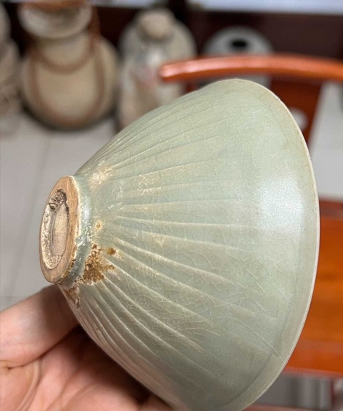 古玩陶瓷北宋耀州窯菊瓣紋盞真品鑒賞圖
