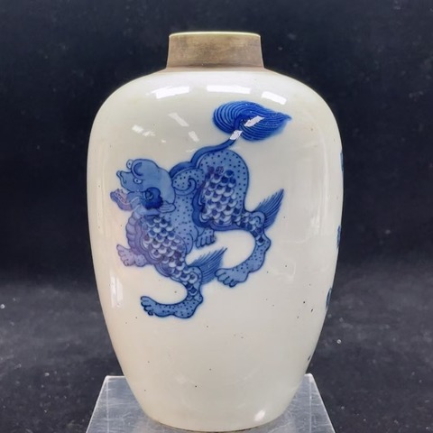 古玩陶瓷青花瑞獸罐拍賣，當前價格1200元