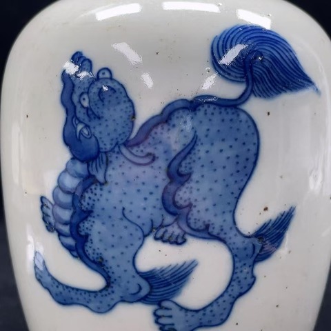 古玩陶瓷青花瑞獸罐拍賣，當前價格1200元