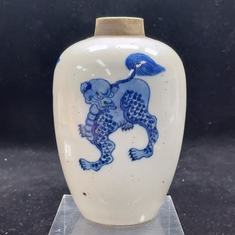 古玩陶瓷青花瑞獸罐拍賣，當前價格1200元