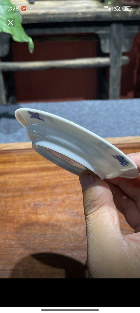 古玩陶瓷三娘教子圖青花盤真品鑒賞圖
