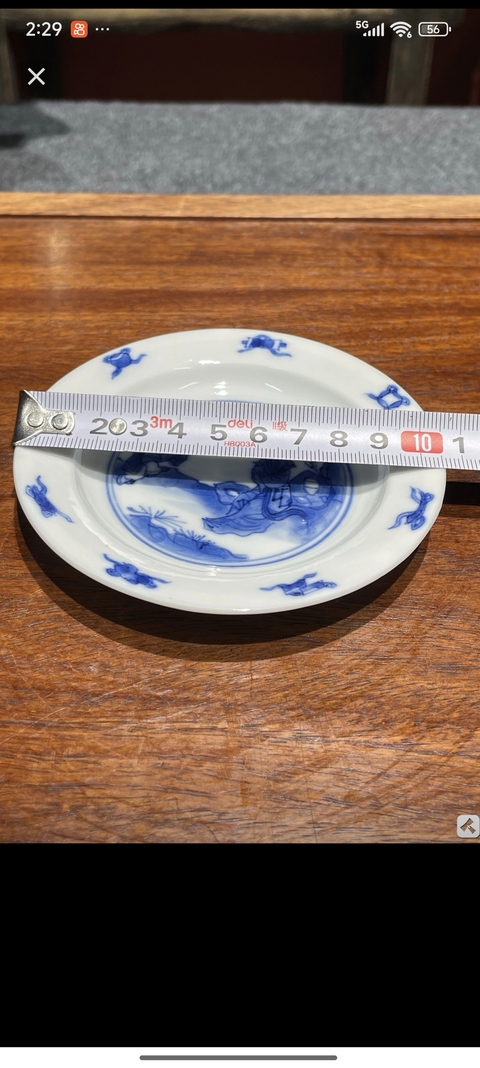 古玩陶瓷三娘教子圖青花盤真品鑒賞圖