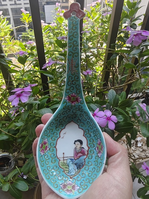 古玩陶瓷粉彩湯勺真品鑒賞圖