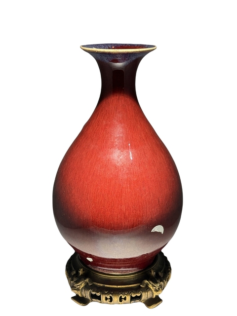 古玩陶瓷乾隆鈞紅釉窯變玉壺春瓶拍賣，當(dāng)前價(jià)格58000元