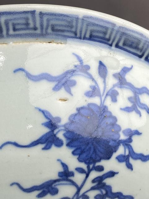 古玩陶瓷青花折枝花卉紋折沿碗真品鑒賞圖