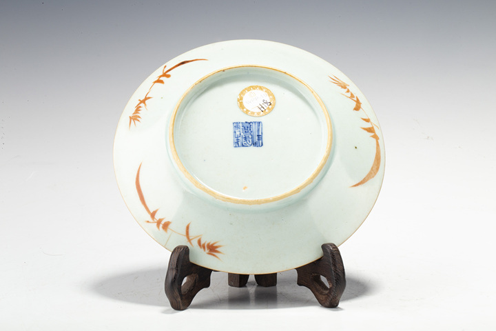 古玩陶瓷清嘉慶·霽藍(lán)釉龍紋小盤真品鑒賞圖