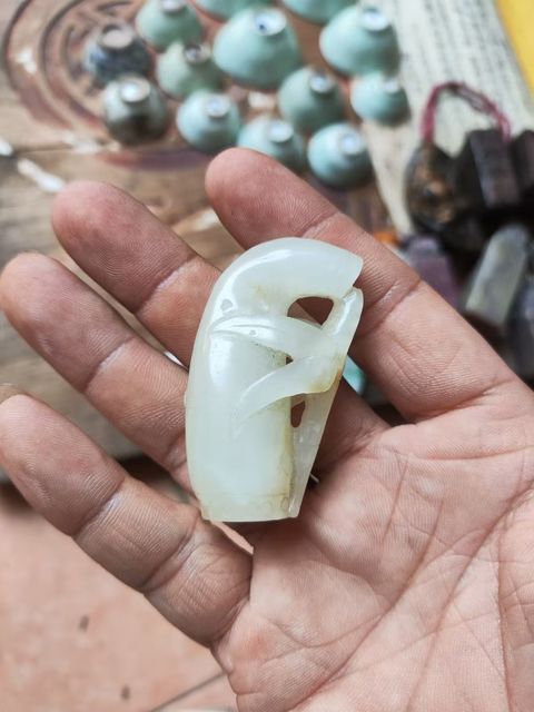 古玩玉器和田玉雕“節節高升”掛件真品鑒賞圖