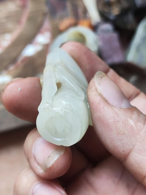 古玩玉器和田玉雕“節節高升”掛件真品鑒賞圖