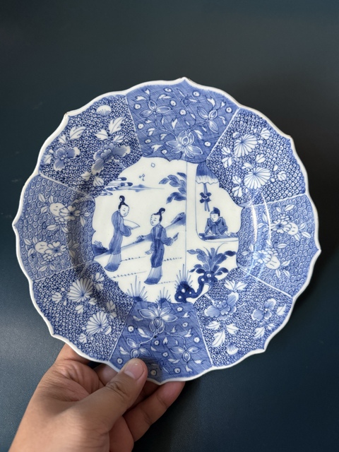 古玩陶瓷西廂記青花盤真品鑒賞圖