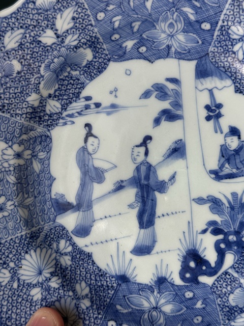 古玩陶瓷西廂記青花盤真品鑒賞圖