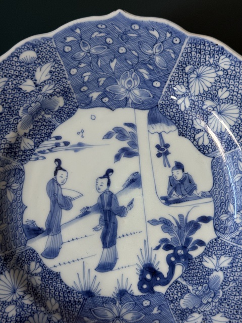 古玩陶瓷西廂記青花盤真品鑒賞圖