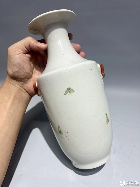 古玩陶瓷油粉彩鳳穿牡丹圖撇口瓶真品鑒賞圖