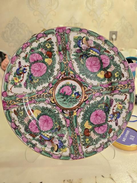 古玩陶瓷廣彩花鳥盤拍賣，當前價格400元