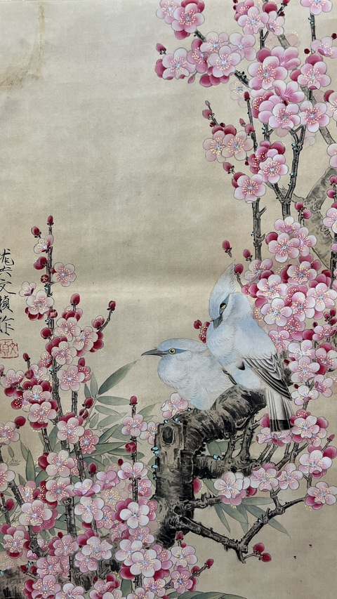 古玩字畫(huà)龔文楨款花鳥(niǎo)真品鑒賞圖