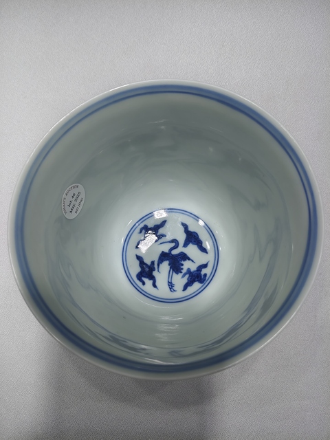古玩陶瓷明代嘉靖青花吉語仰鍾碗真品鑒賞圖