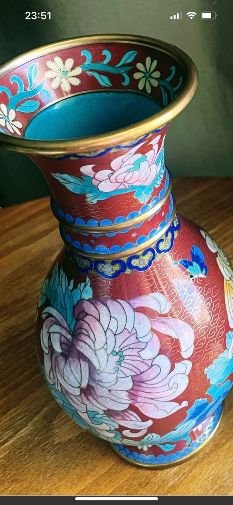 古玩銅器景泰藍瓶真品鑒賞圖