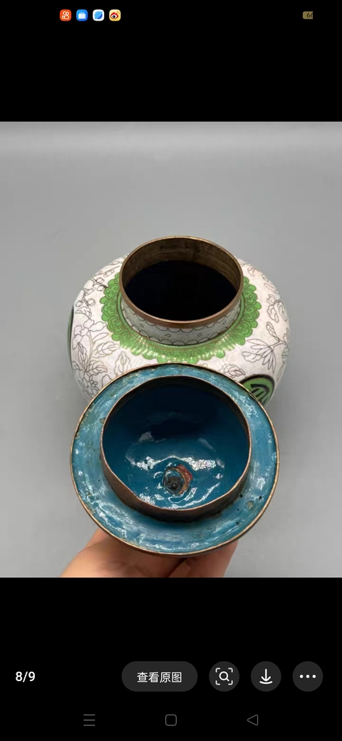 古玩銅器景泰藍罐真品鑒賞圖
