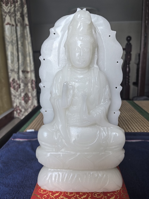古玩玉器阿富汗白玉觀音擺件真品鑒賞圖