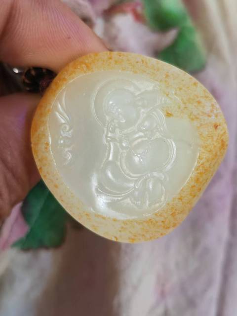 古玩玉器和田玉雕“佛公”掛件真品鑒賞圖