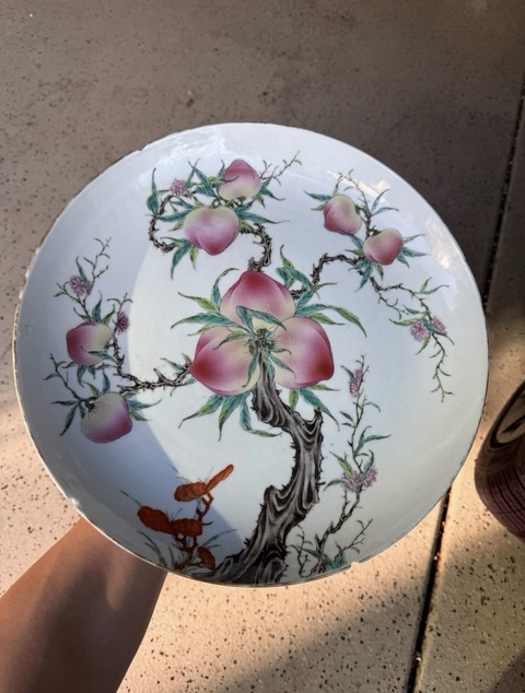 古玩陶瓷九桃盤真品鑒賞圖