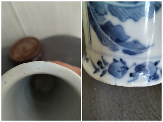 古玩陶瓷仕女花鳥紋青花花觚真品鑒賞圖