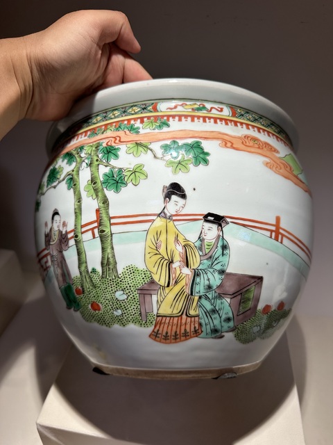 古玩陶瓷五彩人物故事卷缸真品鑒賞圖