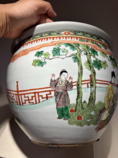 古玩陶瓷五彩人物故事卷缸真品鑒賞圖
