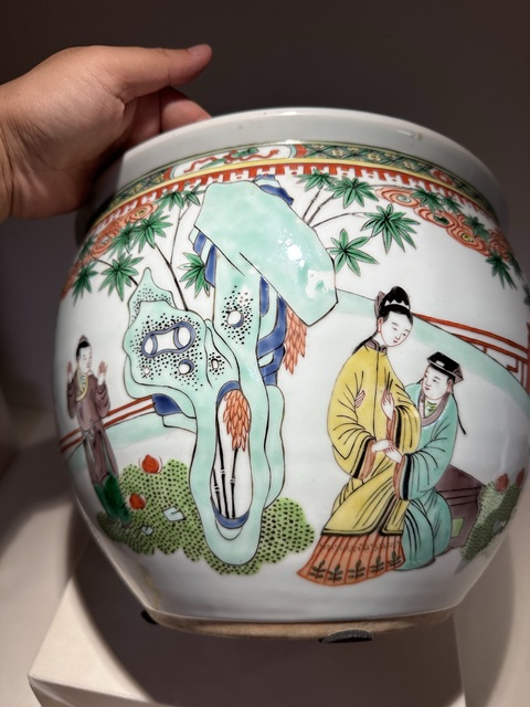 古玩陶瓷五彩人物故事卷缸真品鑒賞圖