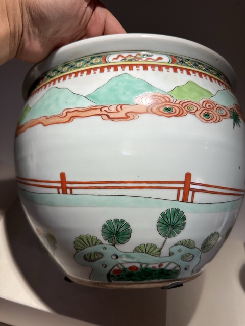 古玩陶瓷五彩人物故事卷缸真品鑒賞圖