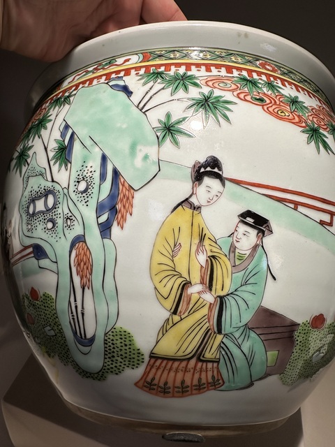 古玩陶瓷五彩人物故事卷缸真品鑒賞圖