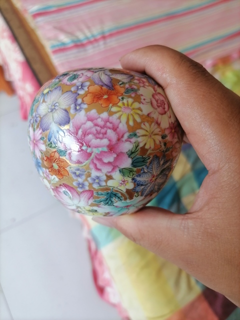 古玩陶瓷百花不落地粉彩水盂真品鑒賞圖