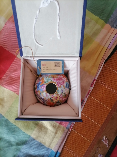 古玩陶瓷百花不落地粉彩水盂真品鑒賞圖
