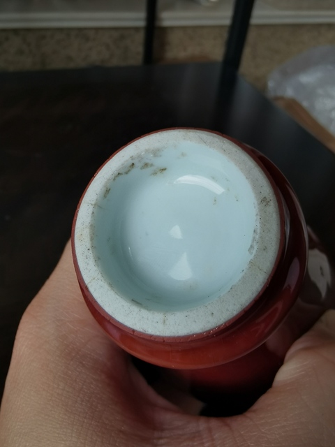 古玩陶瓷清中晚期 紅釉梅瓶真品鑒賞圖
